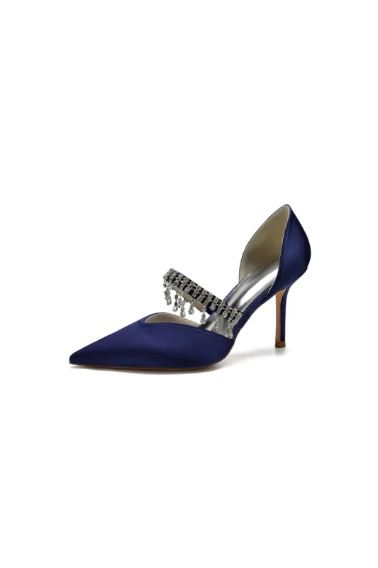 Cocktail Pointed Toe Crystal Tassel Buckle Strap Heels sold by KissProm