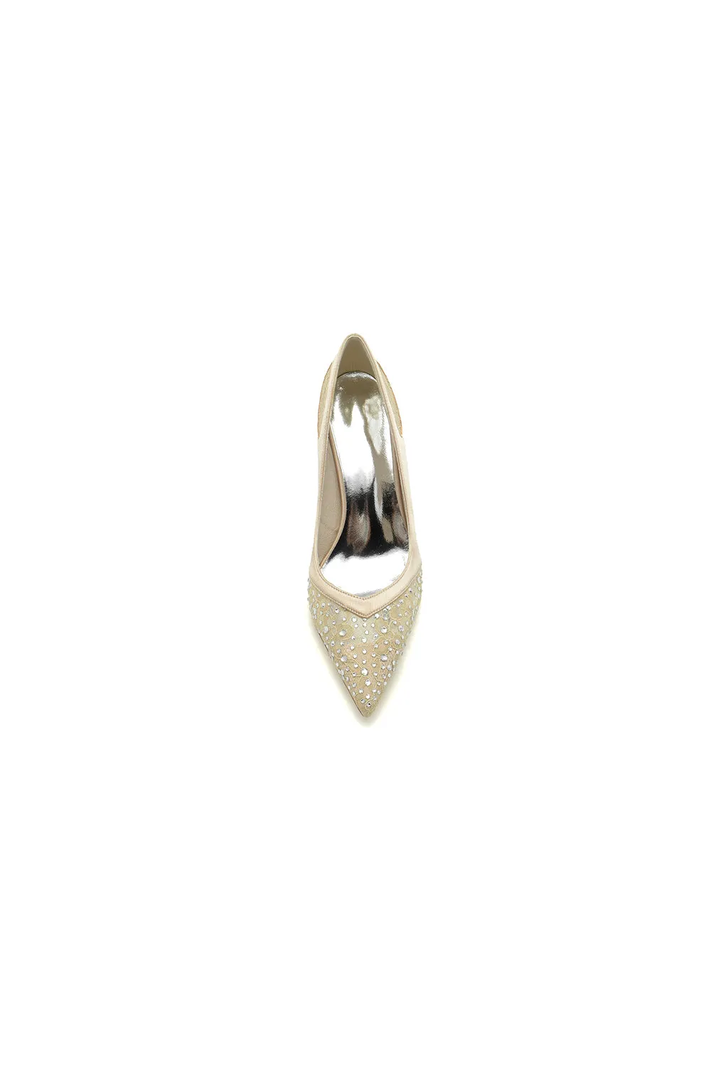 White High Heels with Silver Bead and Lace Trim 1962-61 sold by KissProm product image thumbnail 3