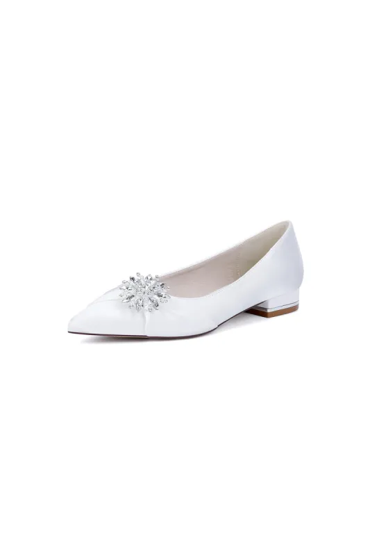 White High Heels with Crystal Flower Embellishment 18447-1Y sold by KissProm