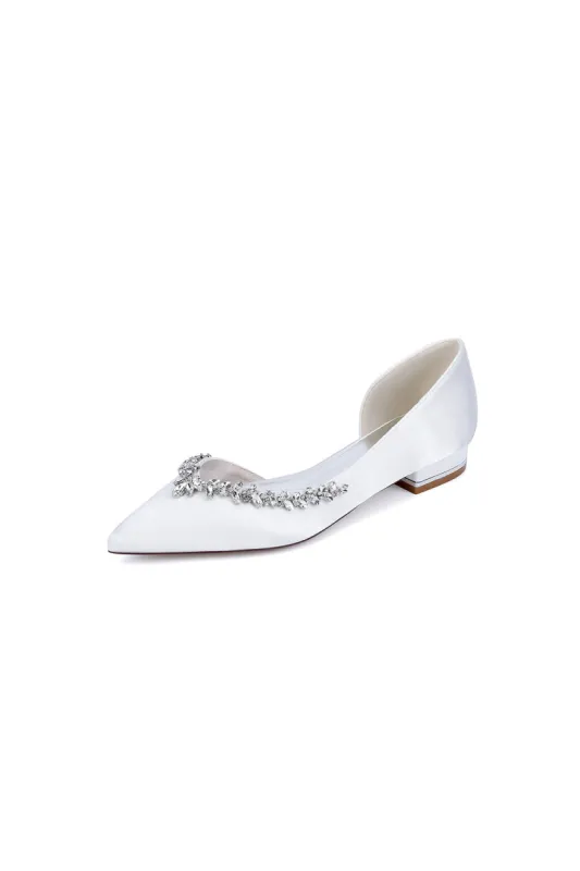 White Satin High Heels with Crystal Embellishments 18448-11YK sold by KissProm