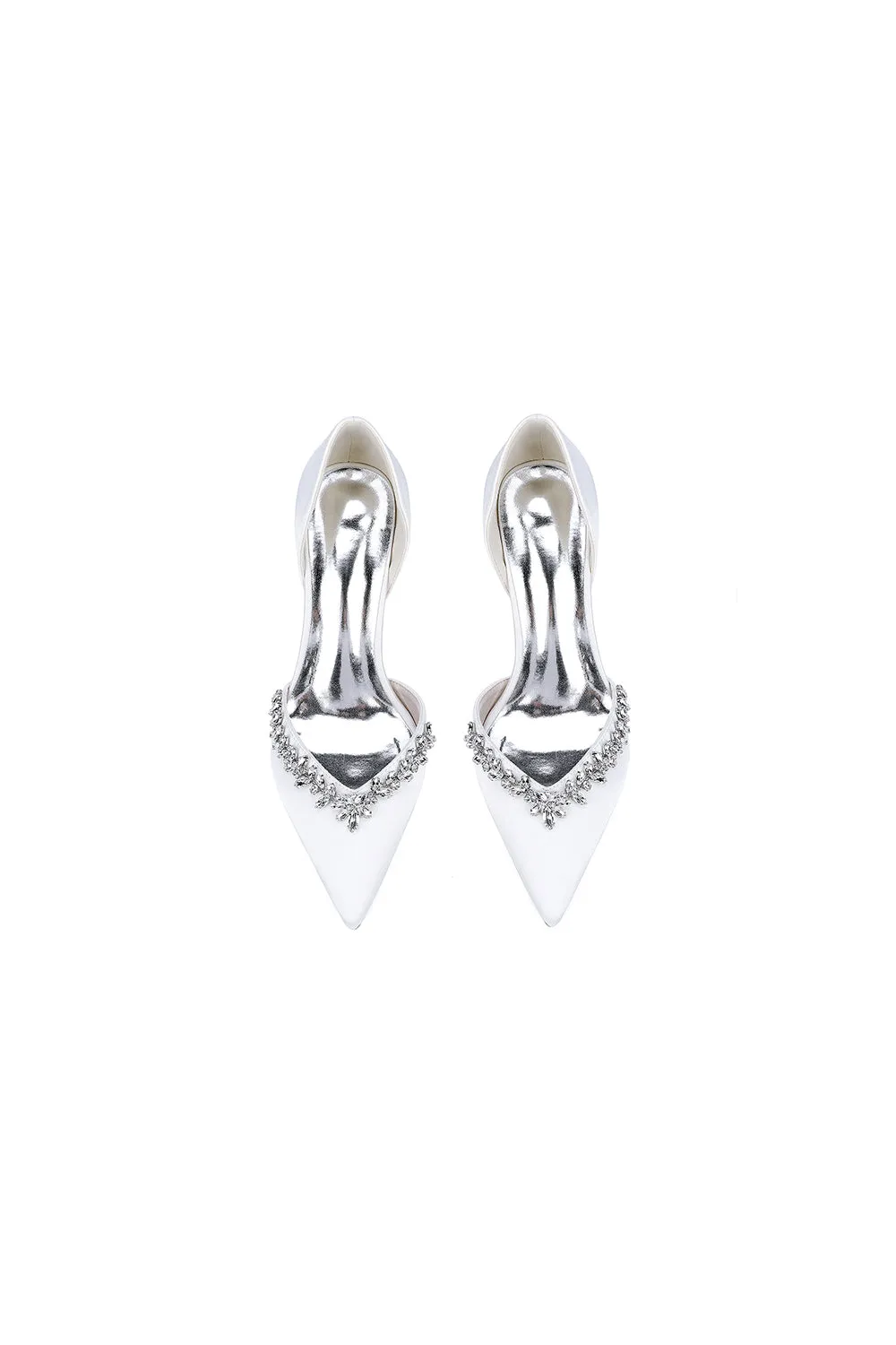 White High Heels with Sparkling Crystal Embellishments 22014-17YK sold by KissProm product image thumbnail 4