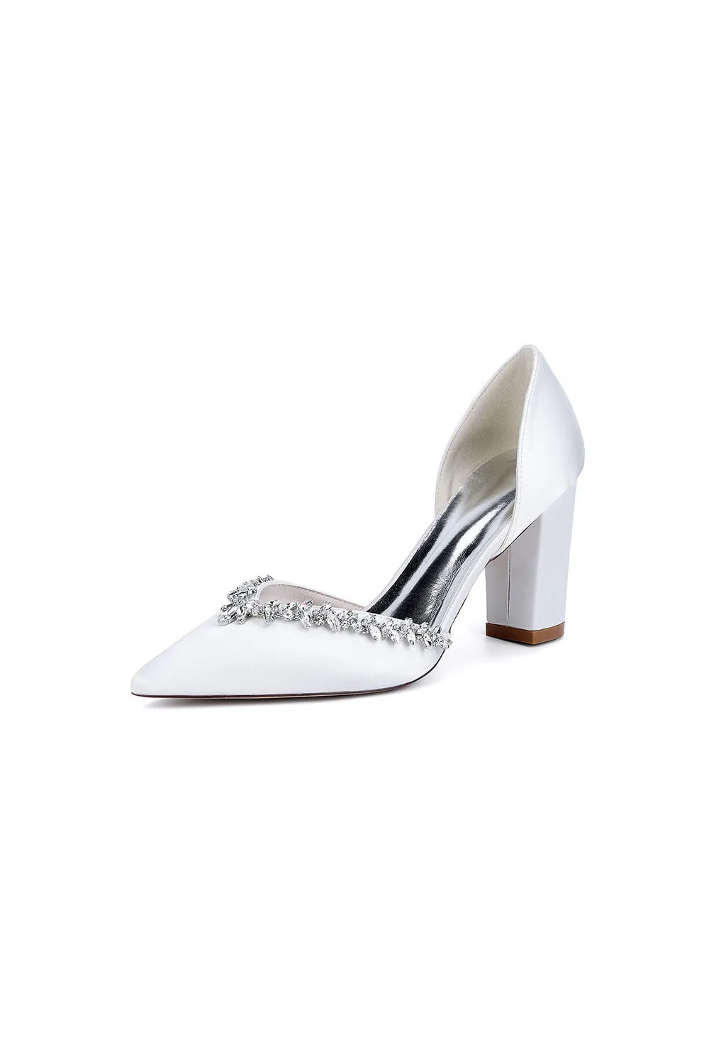White High Heels with Sparkling Crystal Embellishments 22014-17YK sold by KissProm