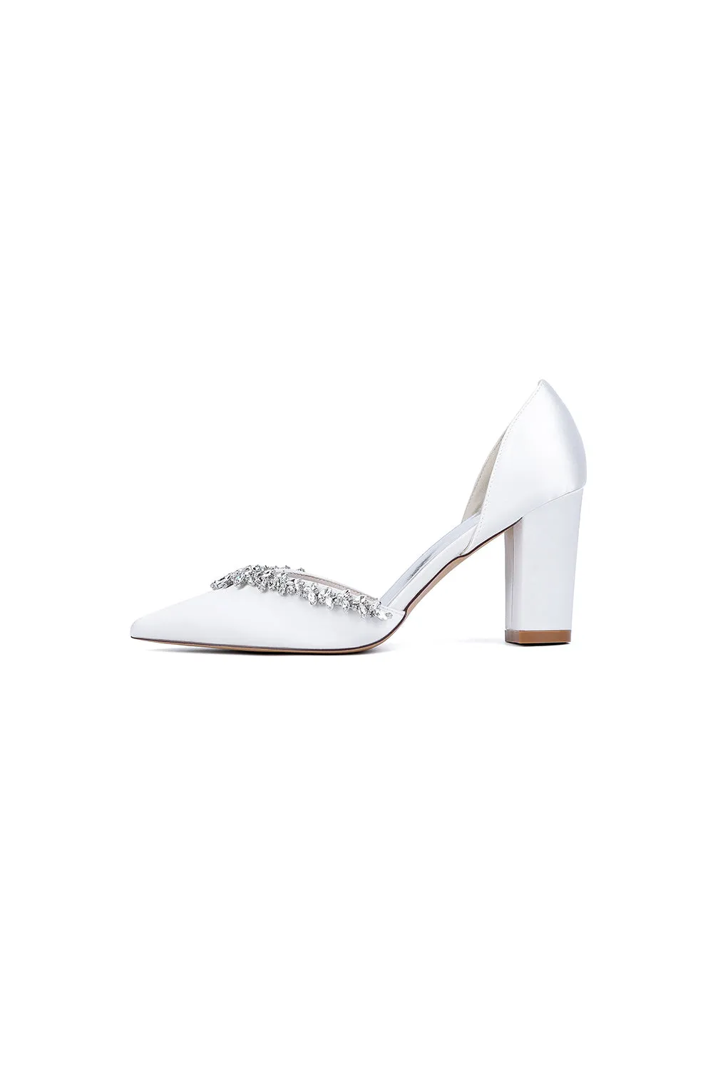 White High Heels with Sparkling Crystal Embellishments 22014-17YK sold by KissProm product image thumbnail 2