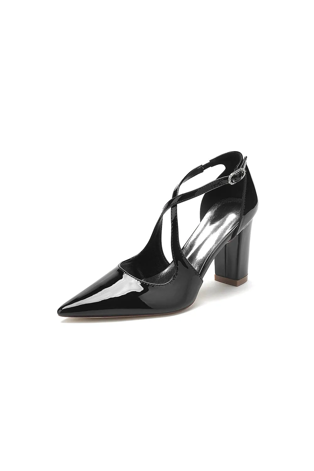 Rose Pink High Heels with Crossed Straps and Metal Buckle U22014-108 sold by KissProm product image thumbnail 5