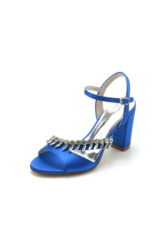 Elegant Royal Blue High Heels with Shimmering Metal Accents 2022-5A sold by KissProm