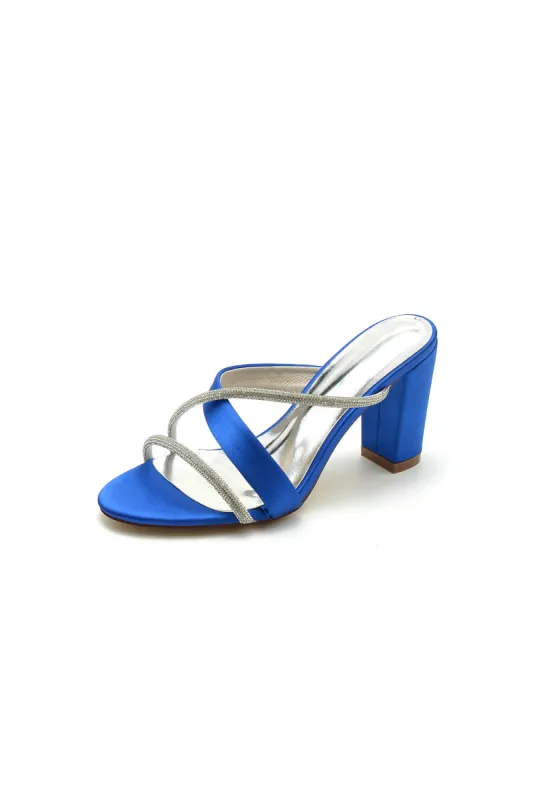 Royal Blue Satin High-Heeled Sandals 2022-17 sold by KissProm