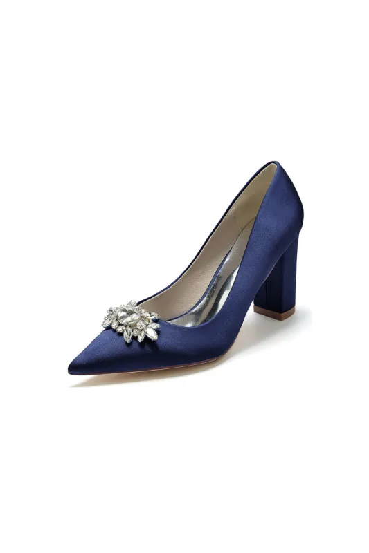 Pointed Toe Chunky Heels with Rhinestone sold by KissProm