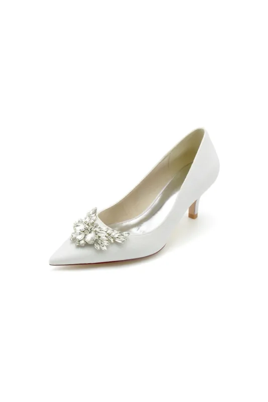 Pointed Toe Silver Wedding Shoes with Rhinestone sold by KissProm