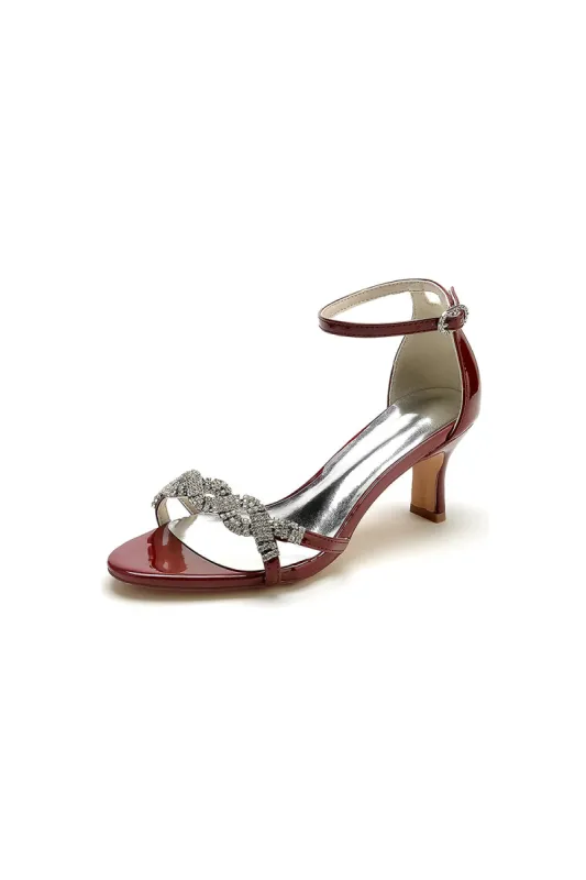 Ankle Strap Wedding Chunky Heels with Rhinestone sold by KissProm