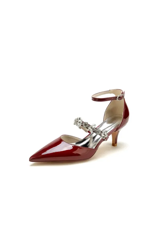 Ankle Strap Pointed Toe Wedding Shoes with Rhinestone sold by KissProm