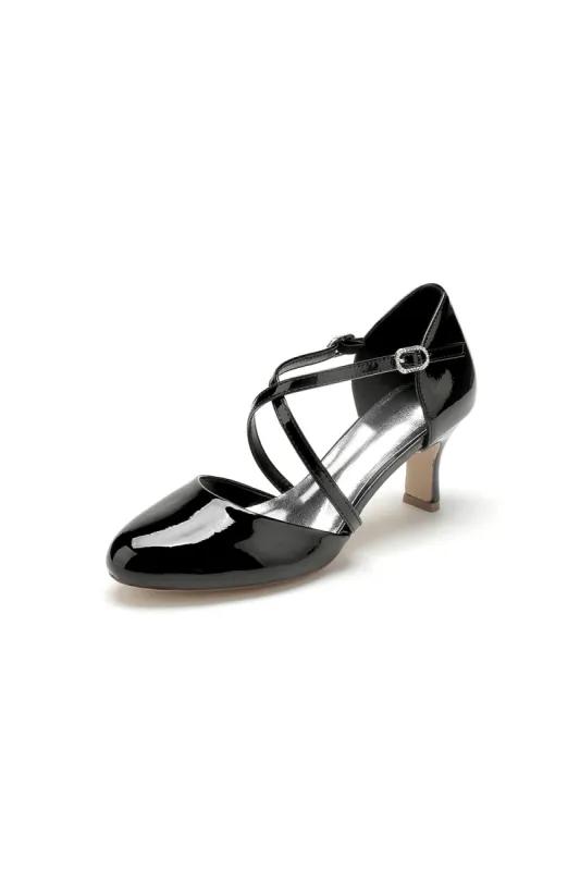 Patent Leather Wedding Chunky Heels with Straps sold by KissProm
