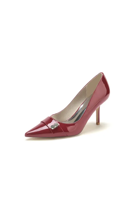 Patent Leather High Heels with Rhinestone sold by KissProm
