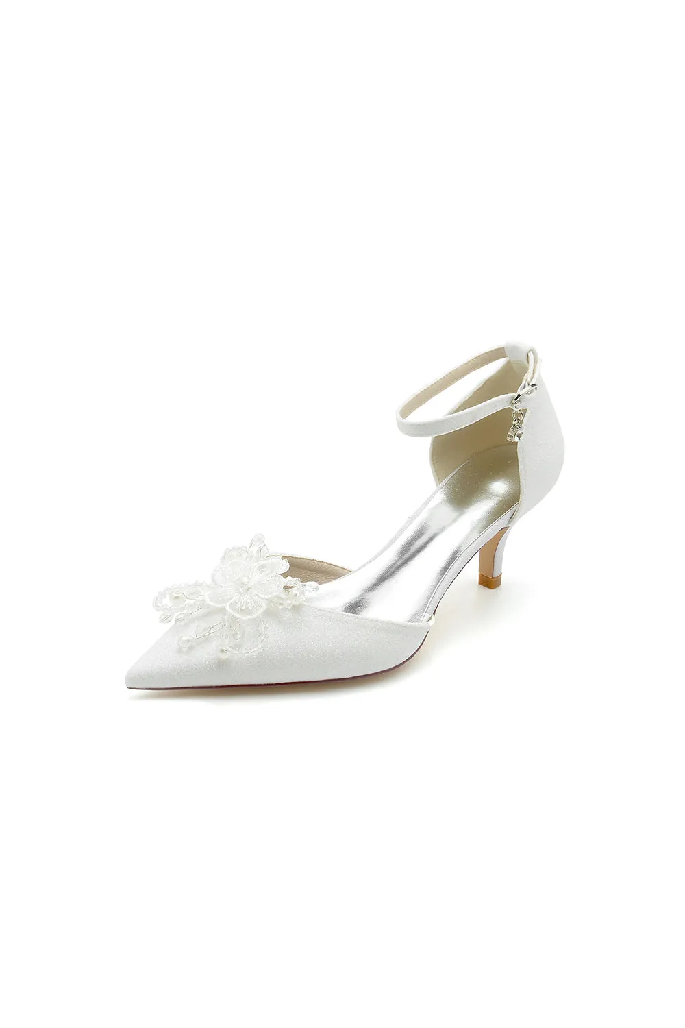 Ankle Strap Wedding Stiletto Heels with Flower sold by KissProm