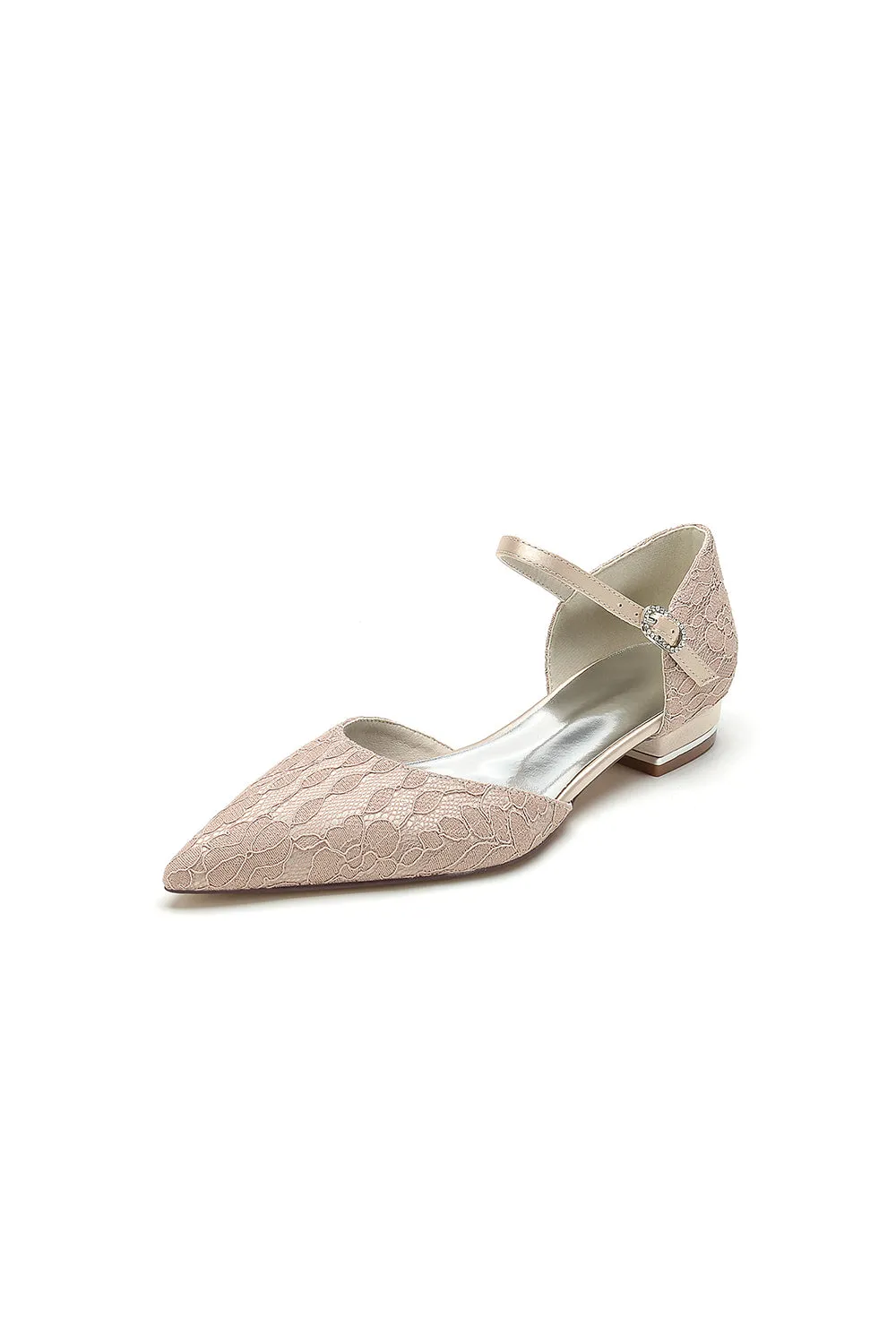 Champagne High Heels with Intricate Lace Detailing sold by KissProm