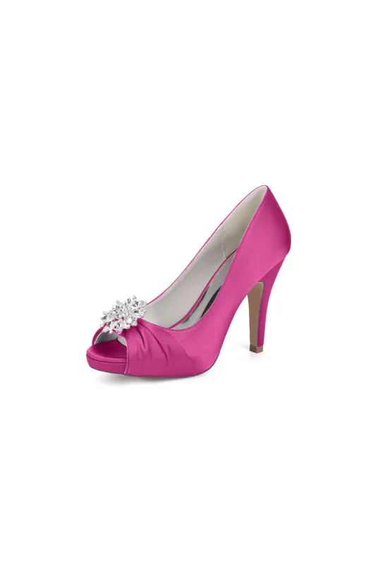 Fuchsia High Heels with a Shimmering Metal Accent sold by KissProm