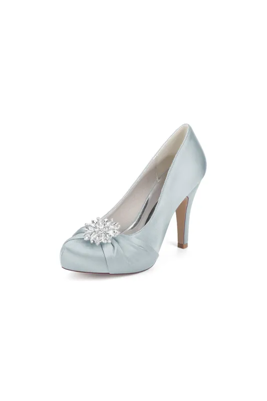 Silver High Heels with Crystal Bow Decoration sold by KissProm