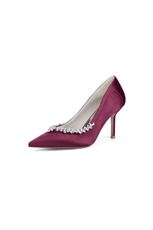 Burgundy High Heels with Crystal Embellishments sold by KissProm
