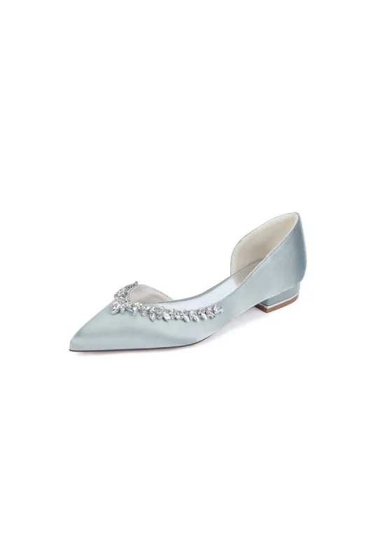 Silver Satin High Heels with Crystal Embellishments 18448-11YK sold by KissProm
