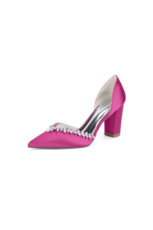 Fuchsia High Heels with Sparkling Crystal Embellishments sold by KissProm