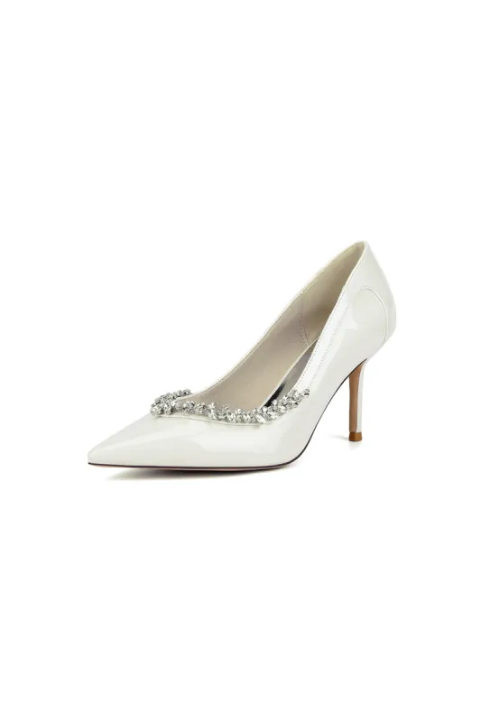 Ivory High Heels with Crystal-Embellished Metal Accent sold by KissProm