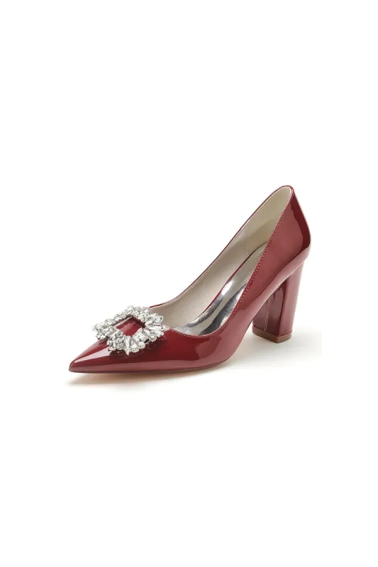 Burgundy High Heels with Crystal Embellishment sold by KissProm