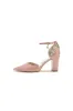 Nude Pink High Heels with Crystal-Embellished Silver Buckle sold by KissProm