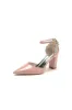 Nude Pink High Heels with Crystal-Embellished Silver Buckle sold by KissProm