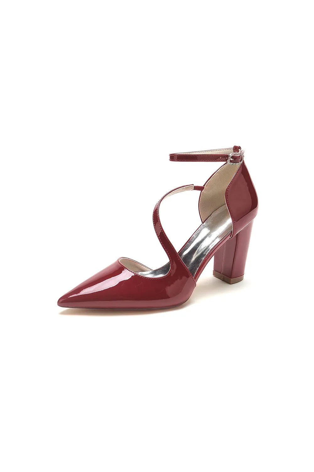 Burgundy Mary Jane Heels with Chunky sold by KissProm