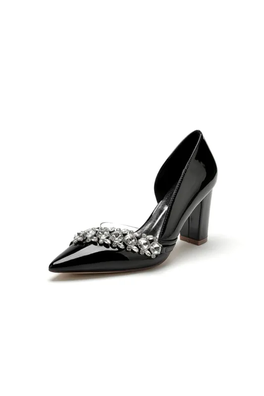 Black High Heels with Crystal Embellishments sold by KissProm