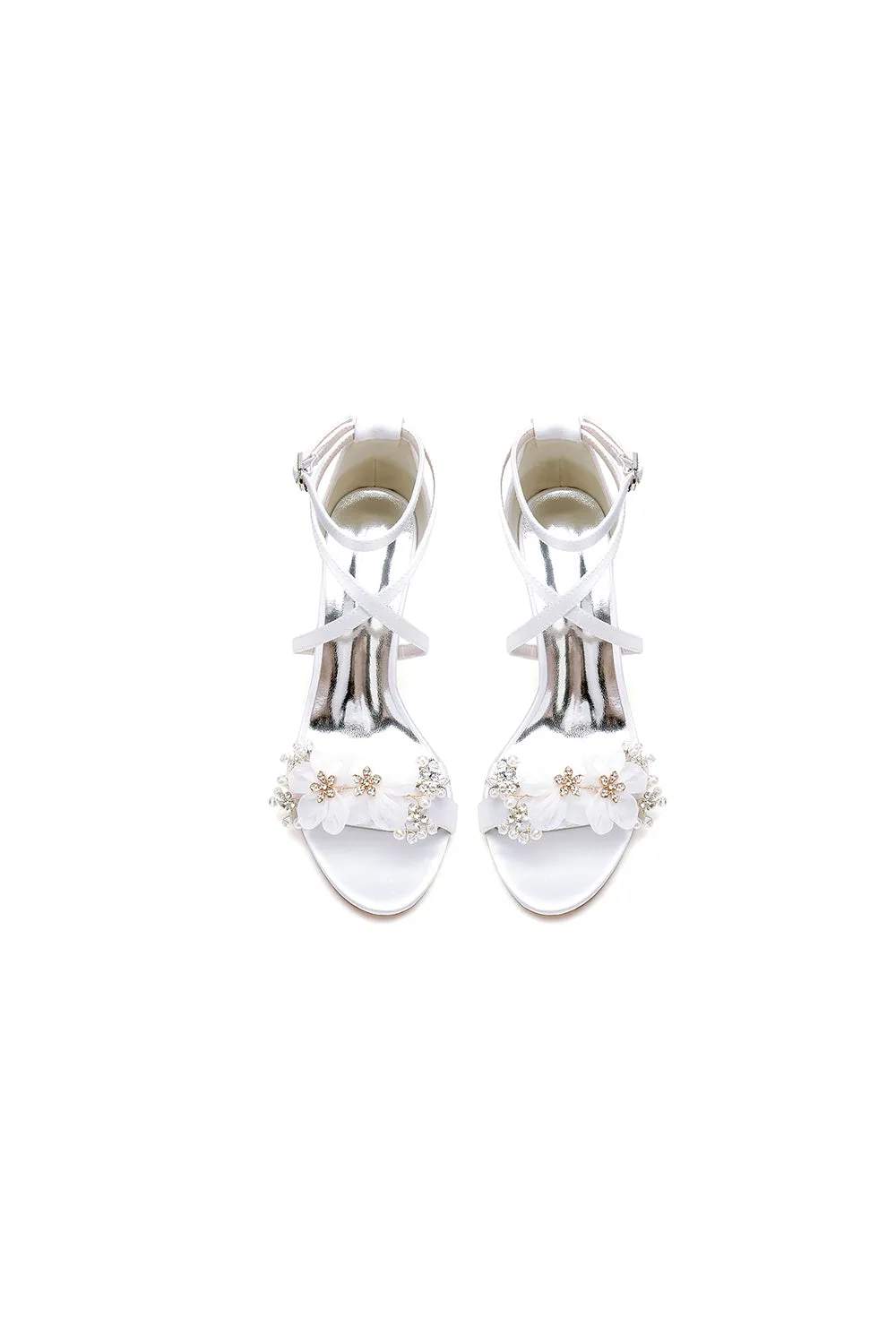 White High Heels with Silver Accents sold by KissProm product image thumbnail 5