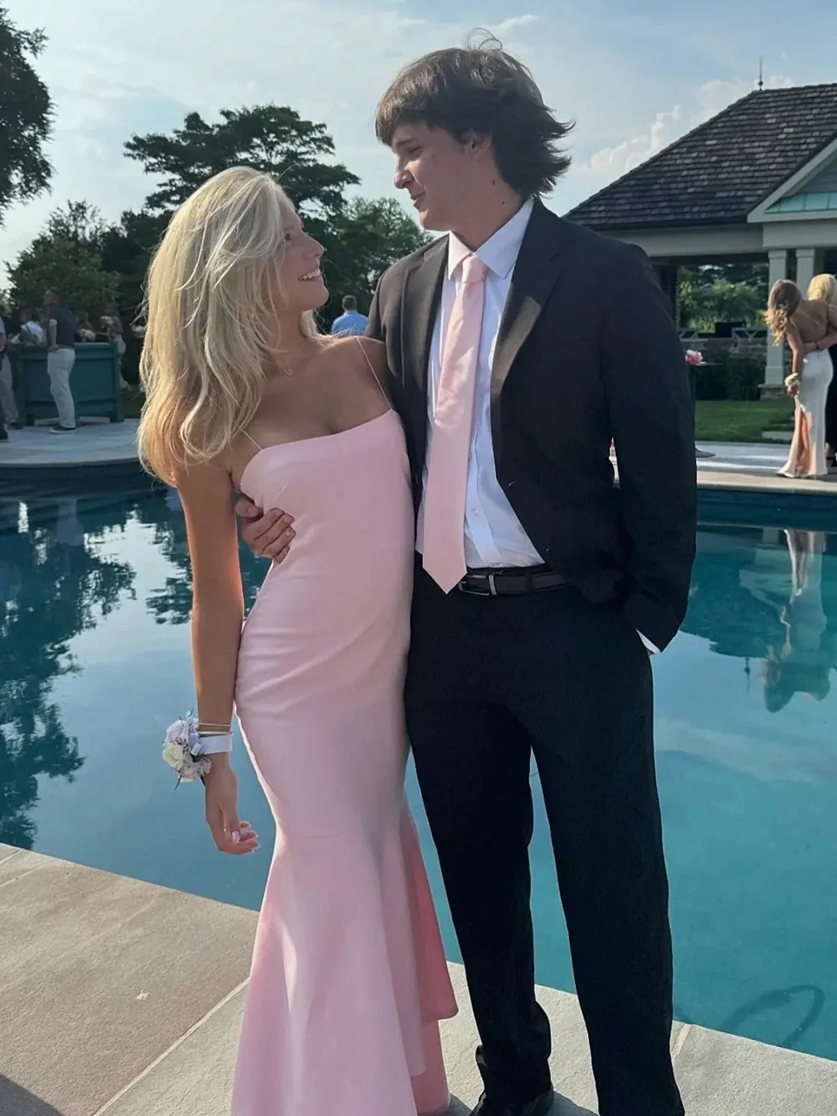 Spade | Pink Spaghetti Straps Mermaid Satin Long Prom Dress sold by KissProm product image thumbnail 4