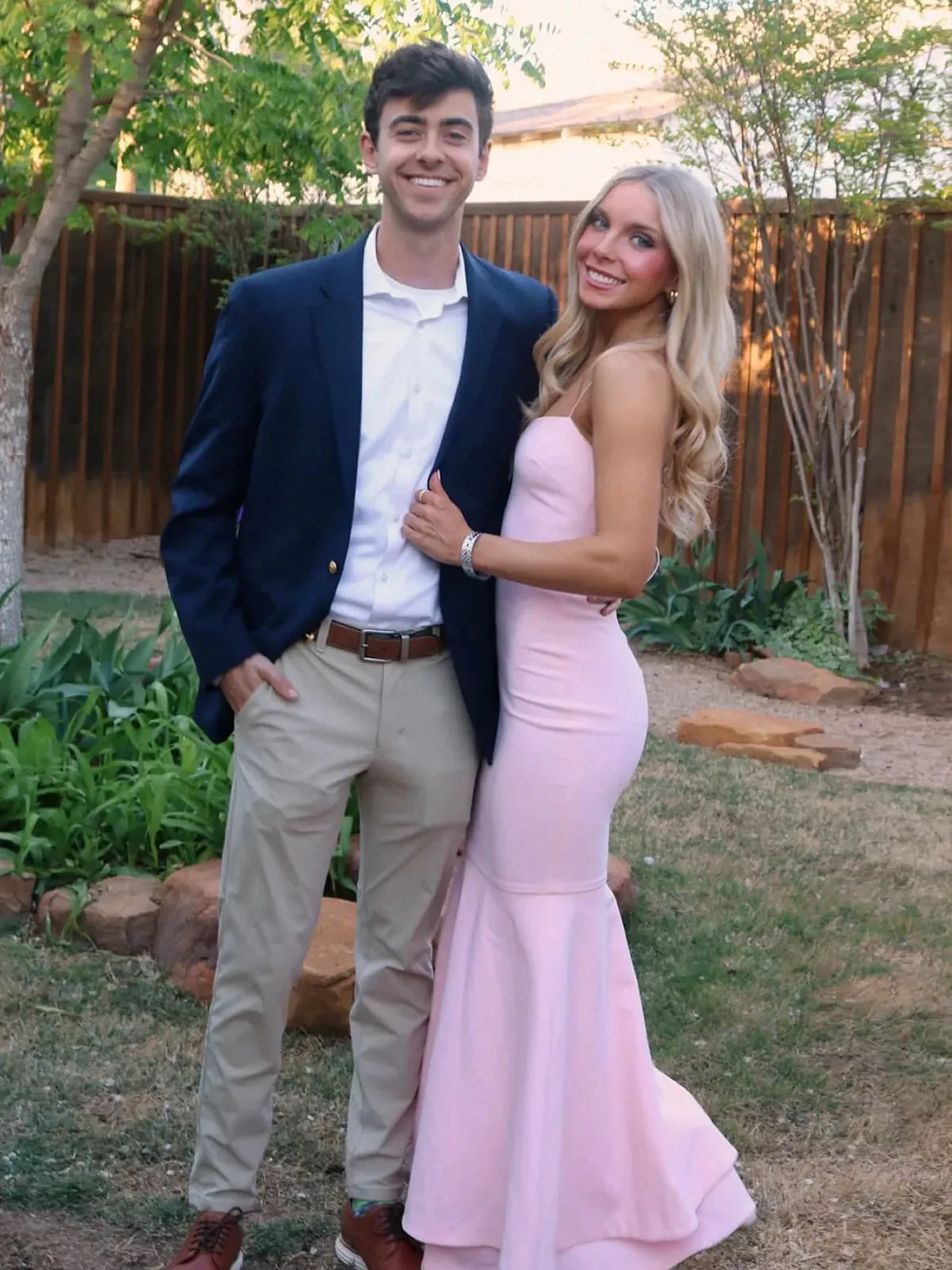 Spade | Pink Spaghetti Straps Mermaid Satin Long Prom Dress sold by KissProm product image thumbnail 3