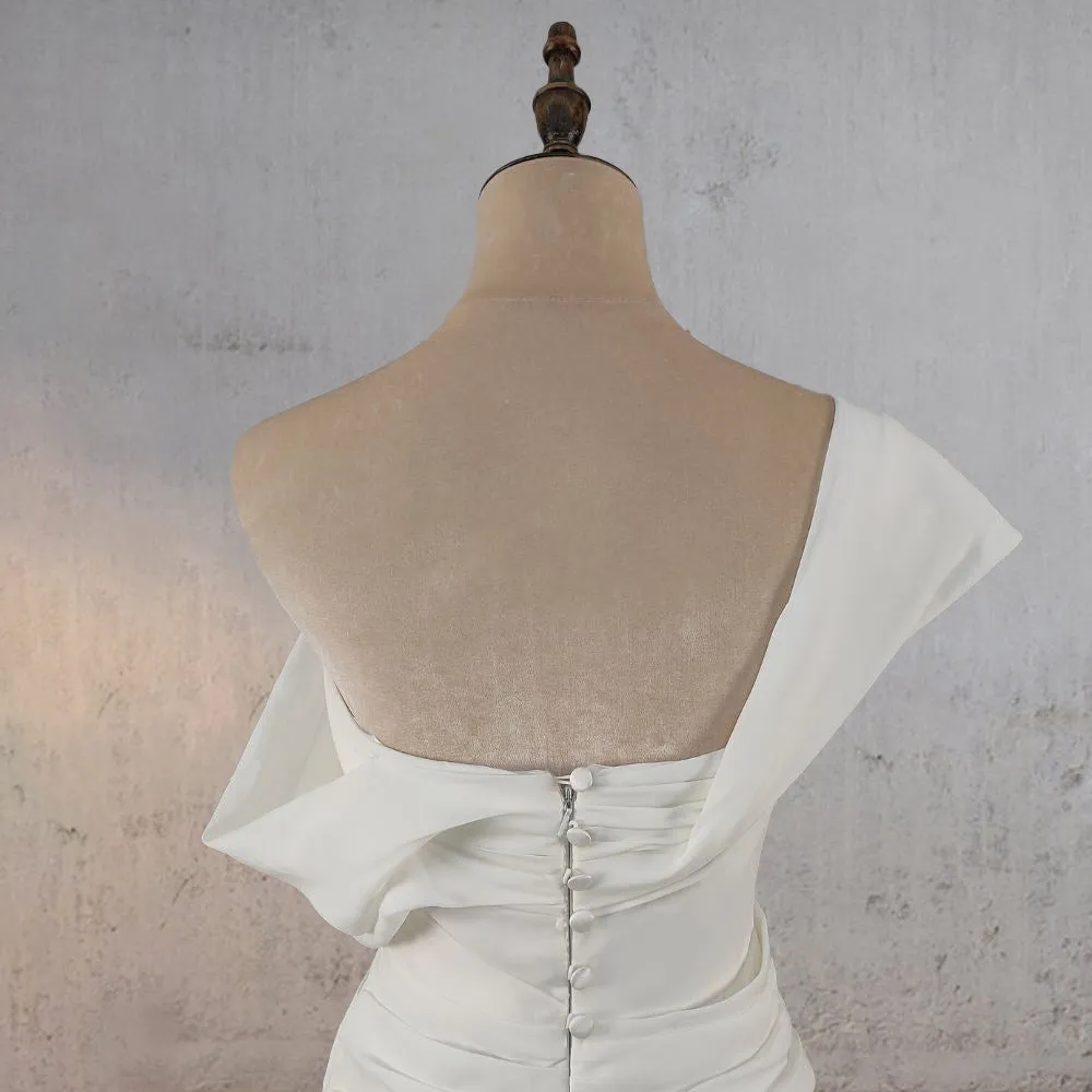 Mermaid Ruched Off-Shoulder Beauty Wedding Dress with Train sold by KissProm product image thumbnail 5