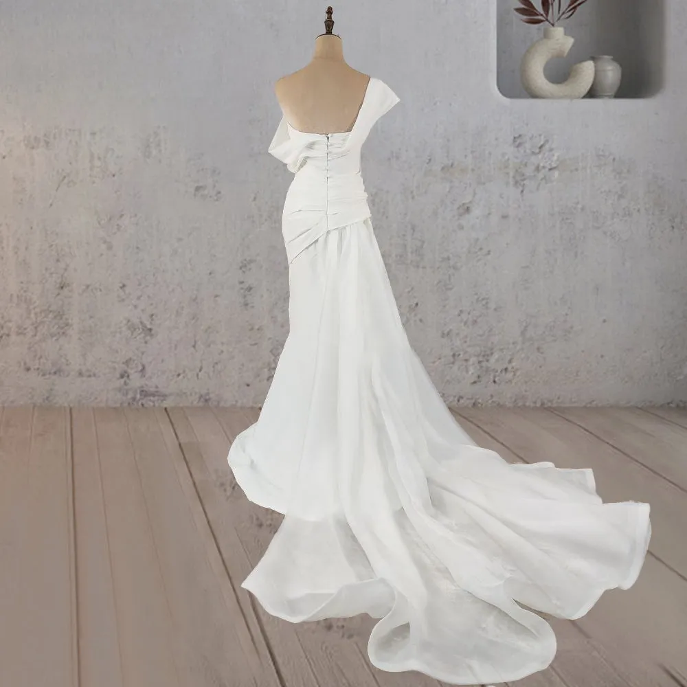 Mermaid Ruched Off-Shoulder Beauty Wedding Dress with Train sold by KissProm product image thumbnail 2
