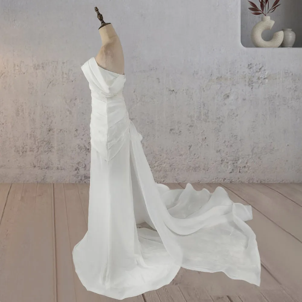 Mermaid Ruched Off-Shoulder Beauty Wedding Dress with Train sold by KissProm product image thumbnail 3