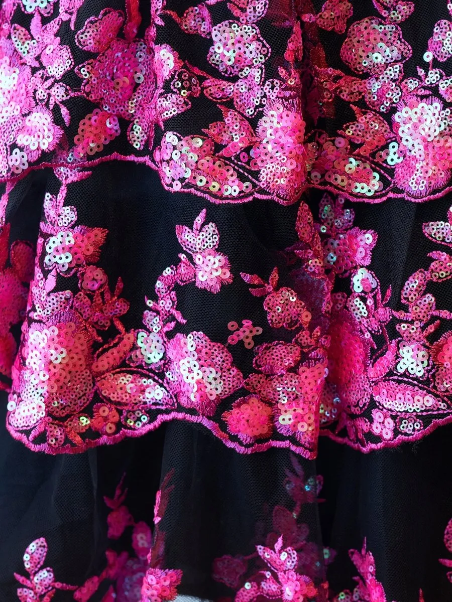 Everly | Black Pink - A-Line Sweetheart Tiered Short Homecoming & Cocktail Dresses sold by KissProm product image thumbnail 3