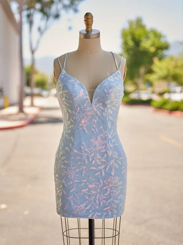 Kasiani | Sky Blue - Bodycon Homecoming Dress sold by KissProm