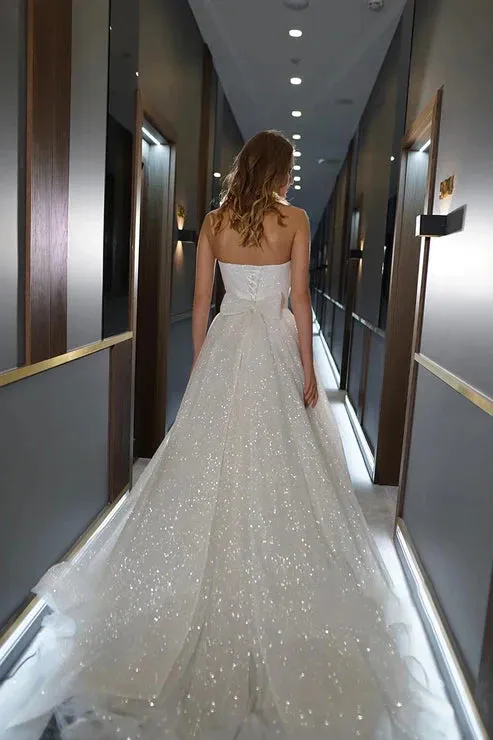 Kendall | A Line Sweetheart Sparkly Bohemian Wedding Dress Bridal Gown sold by KissProm product image thumbnail 2