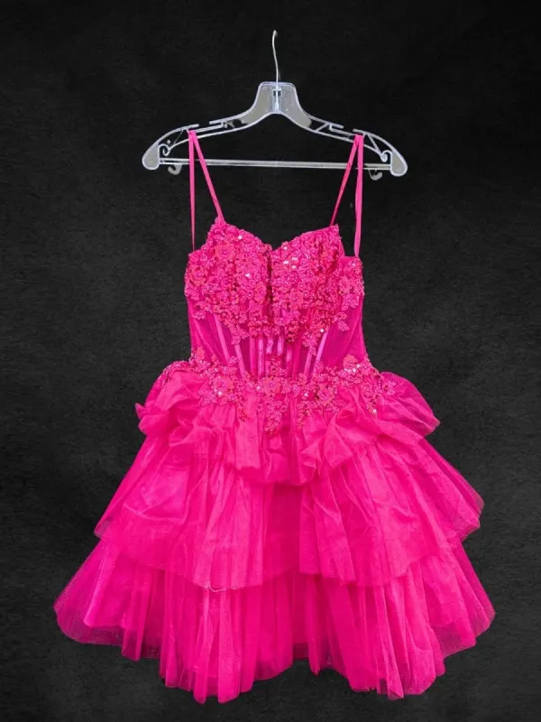 Galadriel | Fuchsia - Strapless A Line Tulle Homecoming Dress With Appliques sold by KissProm