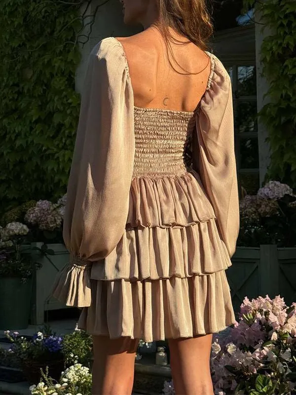 Capucine | Khaki- A Line Off the Shoulder Satin Ruffles Homecoming Dresses sold by KissProm product image thumbnail 2