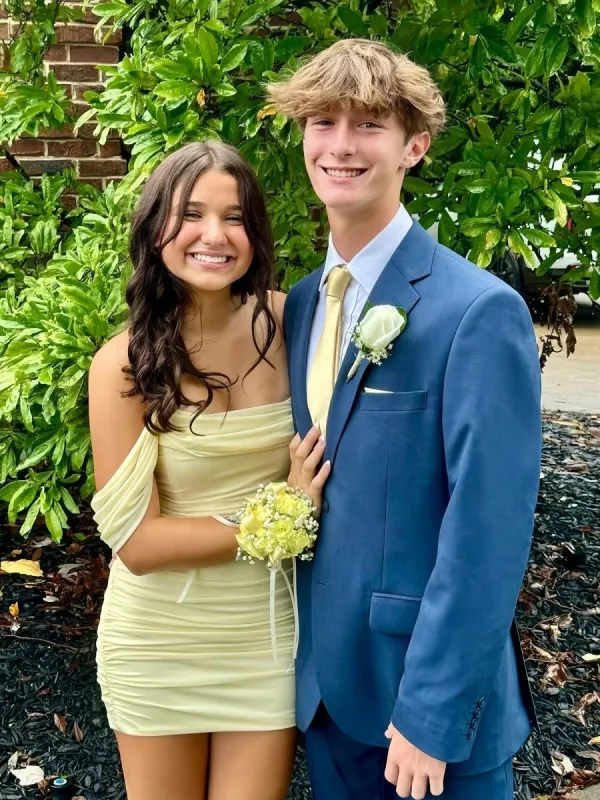 Lunara | Yellow - Off The Shoulder Ruched Sheath Short Homecoming Dress sold by KissProm