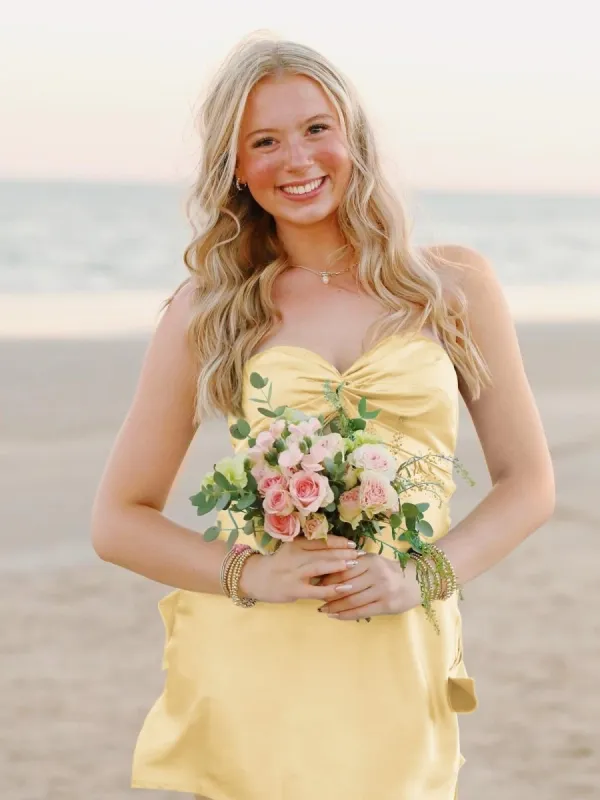 Talyra | Yellow - Strapless A Line Short Homecoming & Cocktail Dresses With Keyhole sold by KissProm