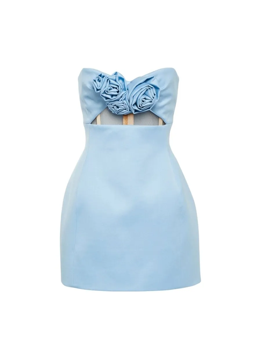 Kaida | Sky Blue - Sheath Strapless Flowers Cutout Short Homecoming Dresses sold by KissProm product image thumbnail 4