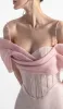 Tanith | Pink - A Line Off The Shoulder Corset Short Homecoming Dresses sold by KissProm