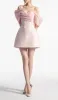 Tanith | Pink - A Line Off The Shoulder Corset Short Homecoming Dresses sold by KissProm