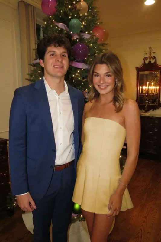 Hydrangea | Yellow - Strapless Satin Pleated A-line Short Homecoming Dress sold by KissProm