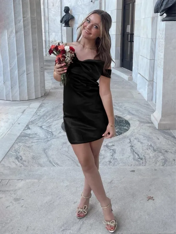 Juletta | Black - Off The Shoulder Short Homecoming Dress With Bow sold by KissProm