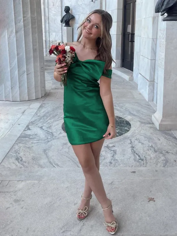 Juletta | Green - Off The Shoulder Short Homecoming Dress With Bow sold by KissProm