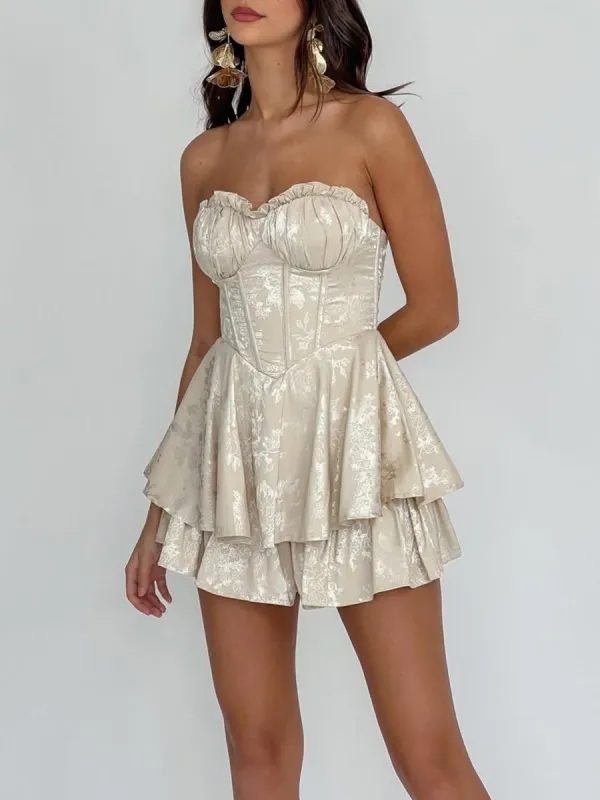 Dione | Ivory - A Line Sweetheart Corset Ruffles Short Homecoming Dresses sold by KissProm