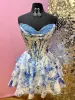 Gilda | Sky Blue - A Line Sweetheart Floral Chiffon Corset Ruffled Homecoming Dresses sold by KissProm
